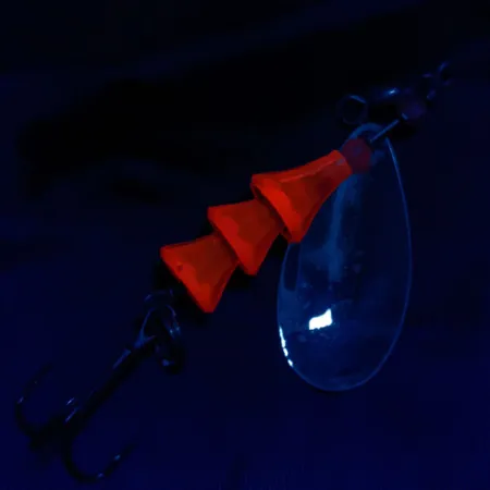 Vintage  Luhr Jensen Tee Spoon #3, 1/4oz nickel/red UV spinning lure #19934