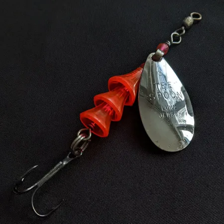 Vintage  Luhr Jensen Tee Spoon #3, 1/4oz nickel/red UV spinning lure #19934