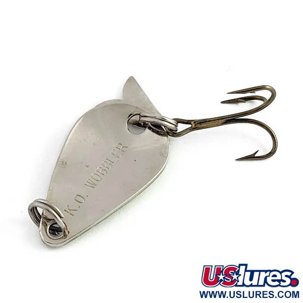 Vintage Acme K.O. Wobbler, 1/8oz nickel/green fishing spoon #19937