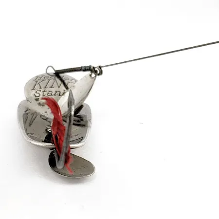 Vintage Heddon King Stanley, 3/4oz nickel/red fishing spoon #19938