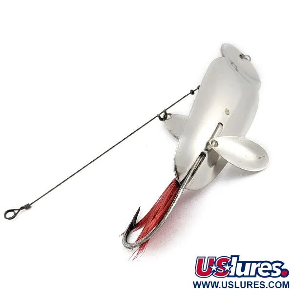 Vintage   Heddon King Stanley, 3/4oz nickel/red fishing spoon #19938