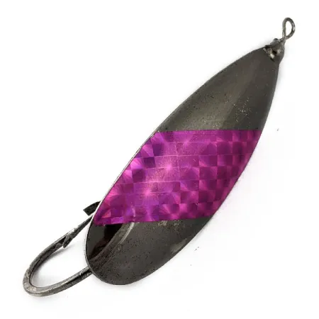 Vintage Johnson Silver Minnow, 3/4oz black/violet fishing spoon #19978