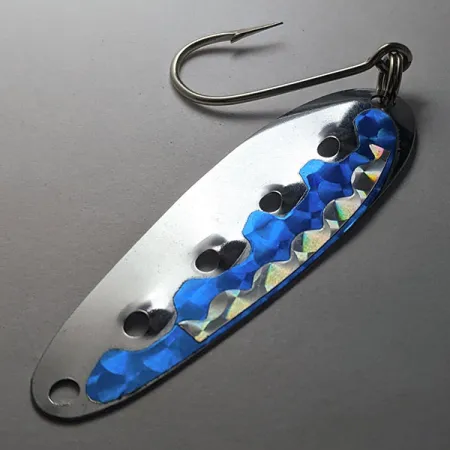 Vintage Heddon Sounder, 3/16oz nickel/blue fishing spoon #19981