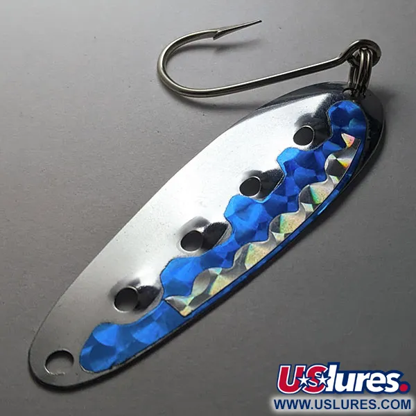 Vintage   Heddon Sounder, 3/16oz nickel/blue fishing spoon #19981