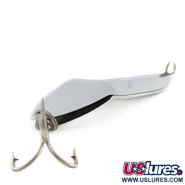 Vintage Happiness Is bait Marek-L-Lure by H.i UV, 2/3oz nickel/white UV fishing spoon #19992