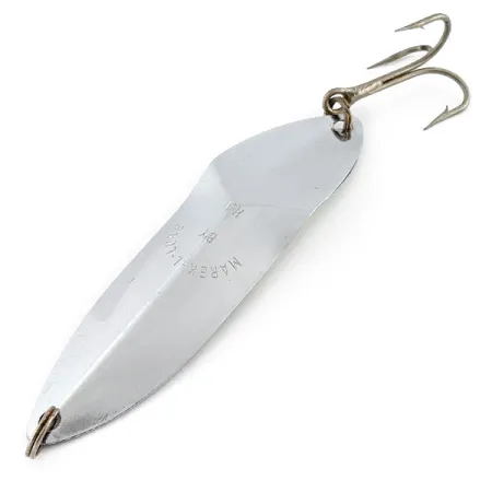 Vintage Happiness Is bait Marek-L-Lure by H.i UV, 2/3oz nickel/white UV fishing spoon #19992