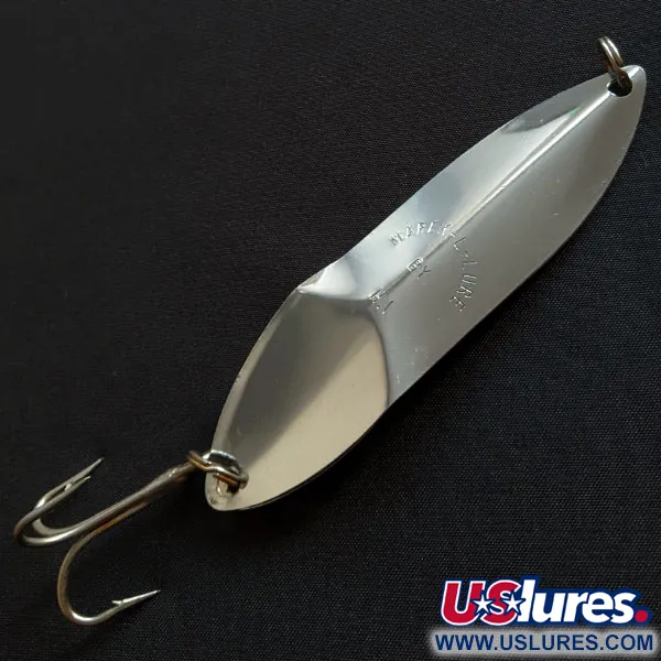 Vintage Happiness Is bait Marek-L-Lure by H.i UV, 2/3oz nickel/white UV fishing spoon #19992