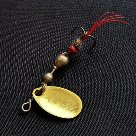Vintage Mepps Aglia 0 (1980s), 3/32oz gold spinning lure #19994