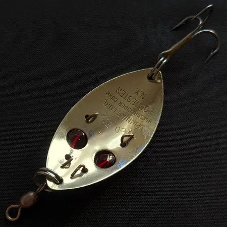Vintage Hofschneider Red Eye Junior, 2/5oz gold fishing spoon #19996