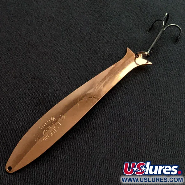 Vintage Acme Flash-King Wobbler, 1/3oz copper fishing spoon #20003