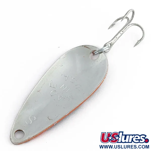 Vintage Worth Chippewa Steel Spoon, 3/16oz red/black/nickel fishing spoon #20019