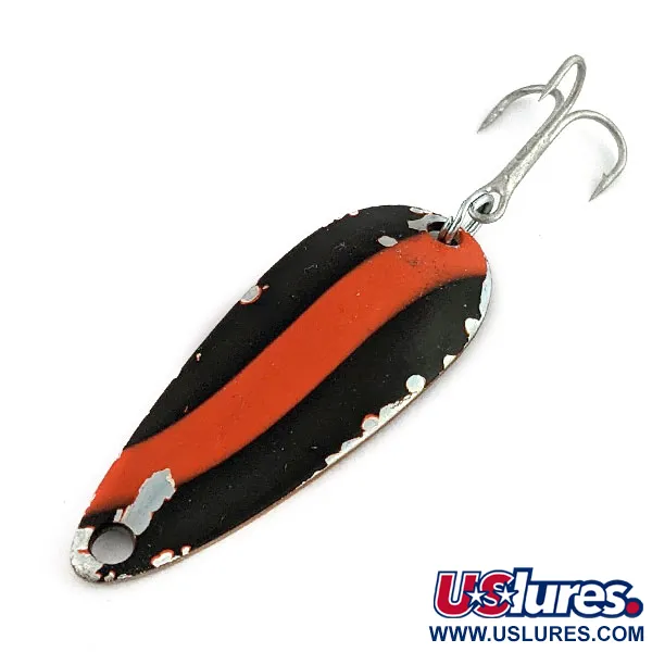 Vintage Worth Chippewa Steel Spoon, 3/16oz red/black/nickel fishing spoon #20019