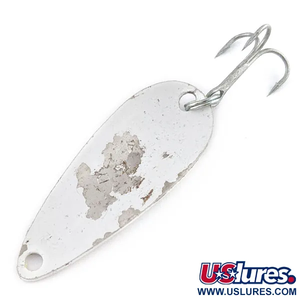 Vintage Worth Chippewa Steel Spoon Glow, 3/16oz white Glow - glows in the dark fishing spoon #20020