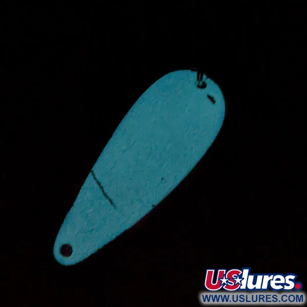 Vintage Worth Chippewa Steel Spoon Glow, 1/3oz white Glow - glows in the dark fishing spoon #20021