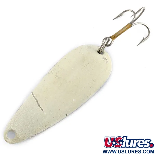 Vintage Worth Chippewa Steel Spoon Glow, 1/3oz white Glow - glows in the dark fishing spoon #20021