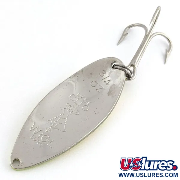 Vintage  Seneca Little Cleo (Hula Girl), 3/4oz nickel/yellow/red UV fishing spoon #20040