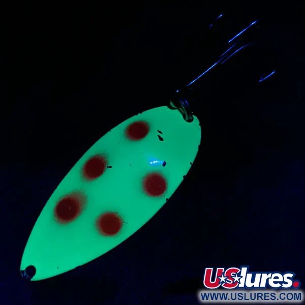 Vintage  Seneca Little Cleo (Hula Girl), 3/4oz nickel/yellow/red UV fishing spoon #20040