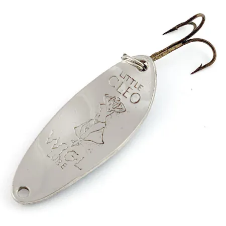 Vintage Seneca Little Cleo (Hula Girl), 1/3oz nickel/blue fishing spoon #20043