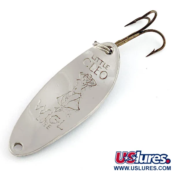 Vintage Seneca Little Cleo (Hula Girl), 1/3oz nickel/blue fishing spoon #20043