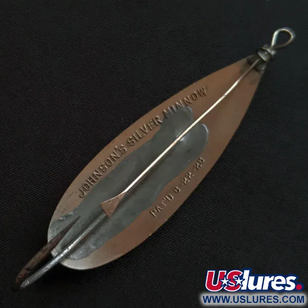 Vintage   Johnson Silver Minnow, 2/5oz copper fishing spoon #20059