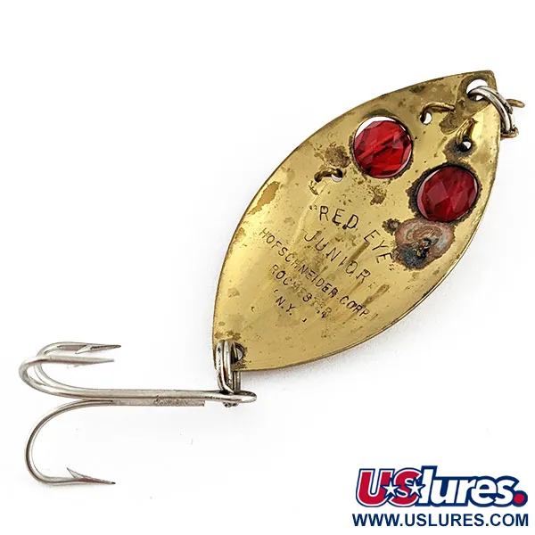 Vintage  Hofschneider Red Eye Junior, 1/2oz gold/red eyes fishing spoon #20063