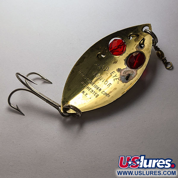 Vintage  Hofschneider Red Eye Junior, 1/2oz gold/red eyes fishing spoon #20063