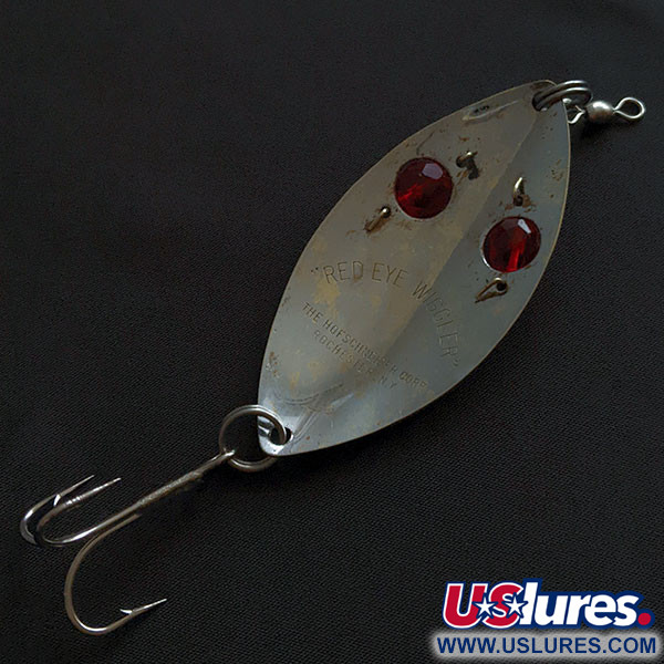 Vintage  Hofschneider Red Eye Wiggler, 1oz nickel/red eyes fishing spoon #20064