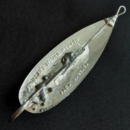 Vintage Johnson Silver Minnow, 3/4oz nickel fishing spoon #20066