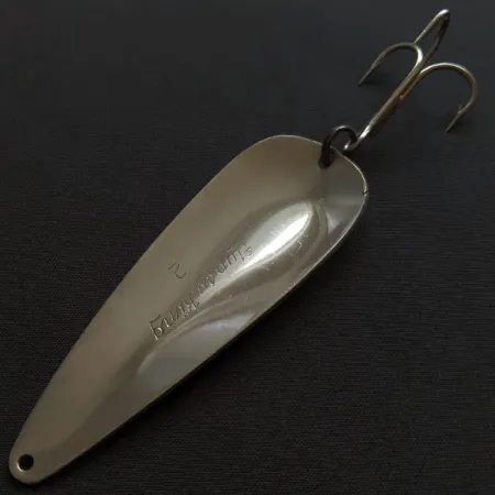 Vintage Weller Gypsy King 2, 3/4oz nickel/white/red fishing spoon #20070