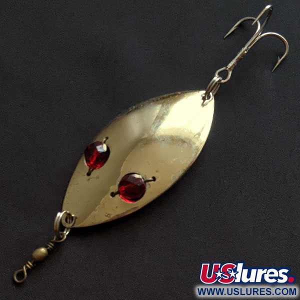 Vintage Hofschneider Red Eye Wiggler, 1oz gold/red eyes fishing spoon #20073