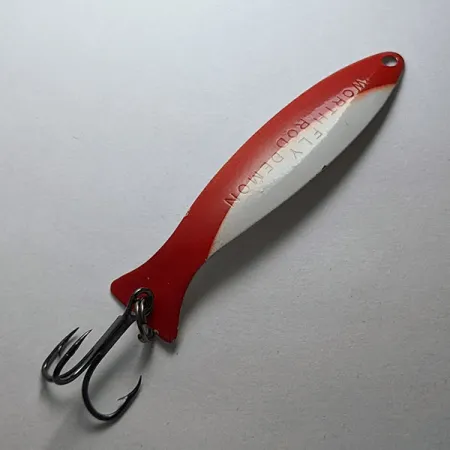 Vintage Worth Fly Rod Demon, 3/32oz red/white/nickel fishing spoon #20081