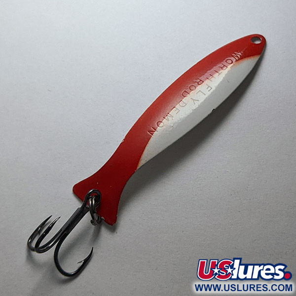 Vintage   Worth Fly Rod Demon, 3/32oz red/white/nickel fishing spoon #20081