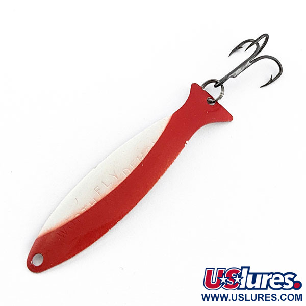 Vintage Worth Fly Rod Demon, 3/32oz red/white/nickel fishing spoon #20081