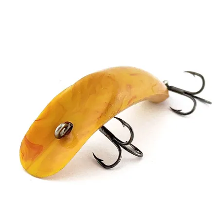 Vintage Atlantic Lures Flathead , 3/16oz yellow fishing lure #20091