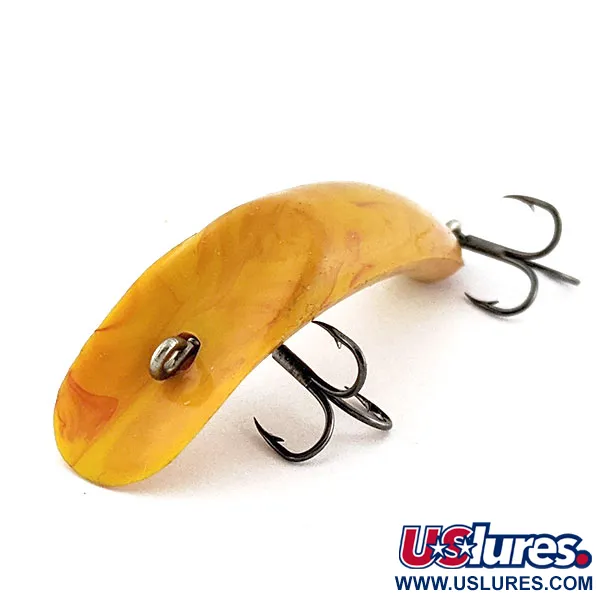 Vintage Atlantic Lures Flathead , 3/16oz yellow fishing lure #20091