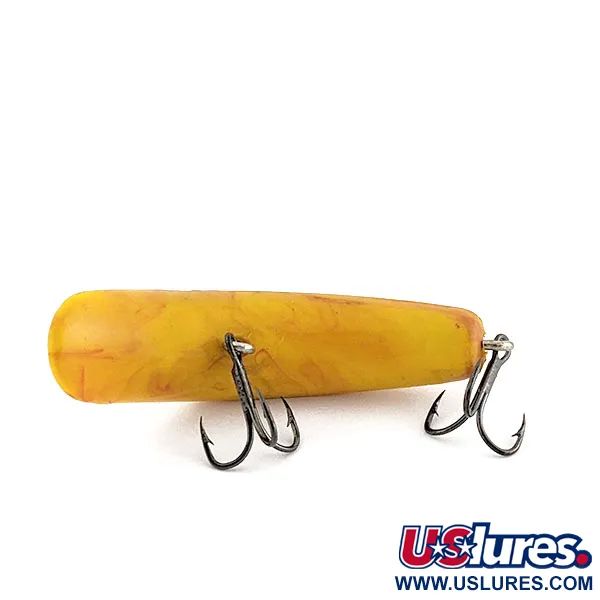 Vintage Atlantic Lures Flathead , 3/16oz yellow fishing lure #20091