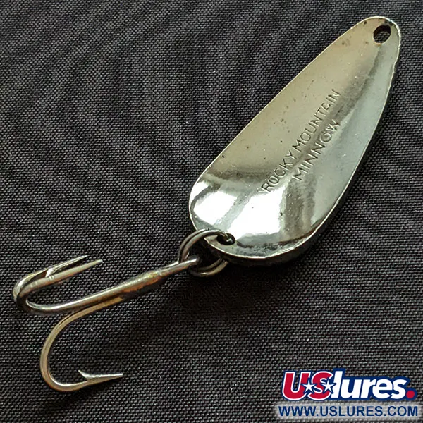 Vintage Rocky Mountain minnow, 1/3oz nickel/blue fishing spoon #20094