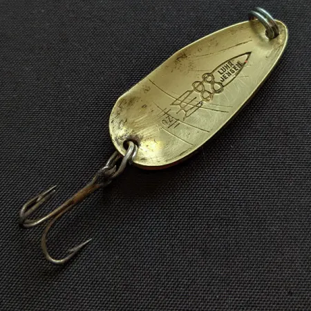 Vintage Luhr Jensen Rocket 88 UV, 1/3oz brass/black/red UV fishing spoon #20095