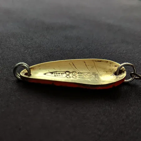 Vintage Luhr Jensen Rocket 88 UV, 1/3oz brass/black/red UV fishing spoon #20095