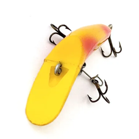 Vintage Atlantic Lures Flathead, 1/8oz yellow red fishing spoon #20112
