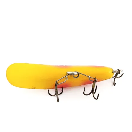 Vintage Atlantic Lures Flathead, 1/8oz yellow red fishing spoon #20112