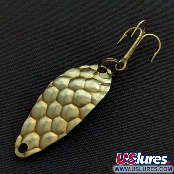 Vintage Acme Little Cleo bubbles, 1/8oz gold fishing spoon #20115