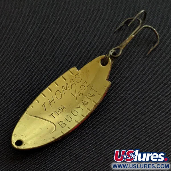 Vintage Thomas Buoyant, 3/16oz red/gold​ fishing spoon #20120