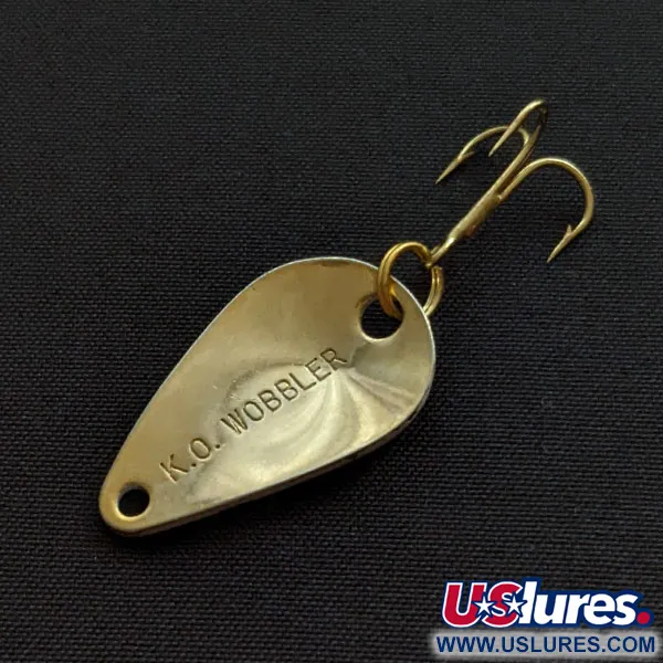 Vintage Acme K.O. Wobbler, 1/8oz white/black/gold fishing spoon #20450