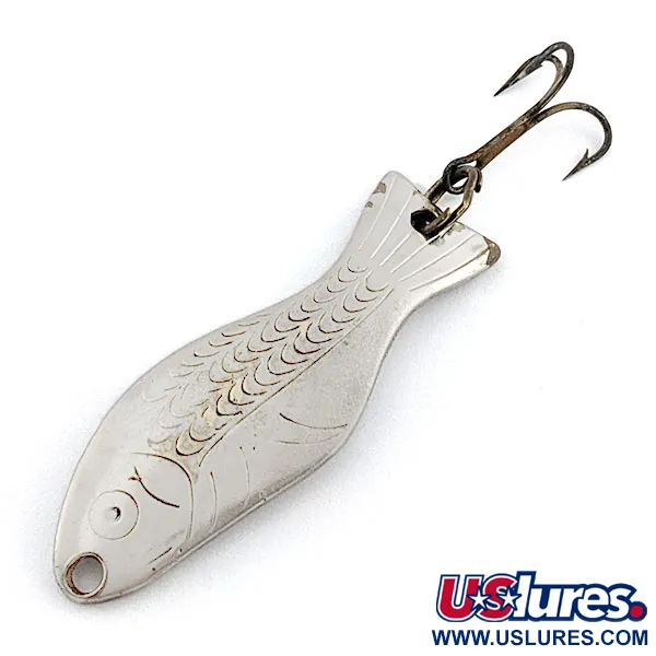 Vintage Al's gold fish, 1/4oz nickel fishing spoon #20127