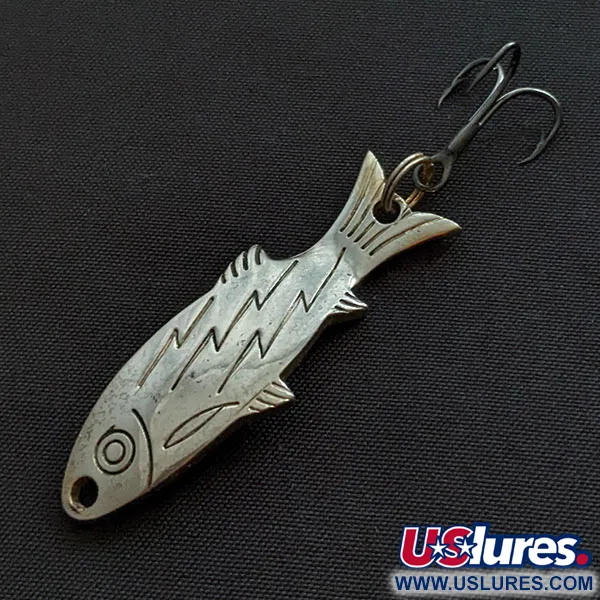 Vintage Atlantic Lures Golden Wobble-Fish, 1/4oz gold/nickel fishing spoon #20128