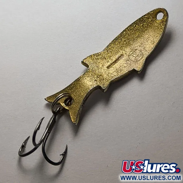 Vintage Atlantic Lures Golden Wobble-Fish, 1/4oz gold/nickel fishing spoon #20128