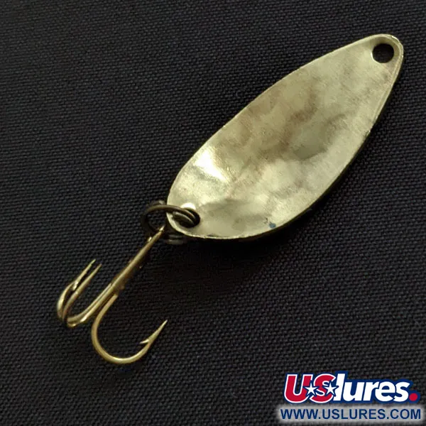 Vintage Acme Little Cleo bubbles, 1/8oz gold fishing spoon #20129