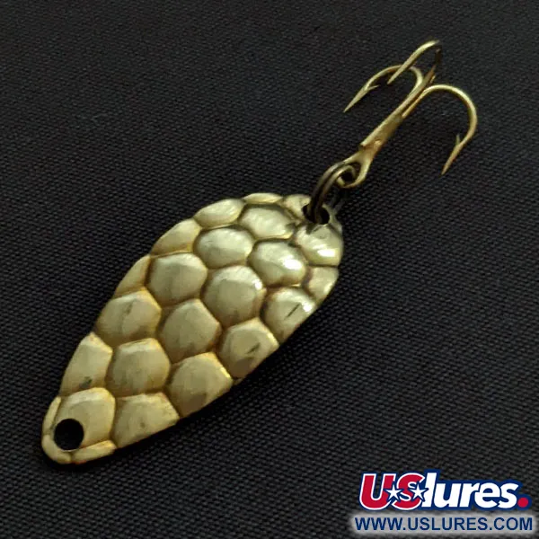 Vintage Acme Little Cleo bubbles, 1/8oz gold fishing spoon #20129
