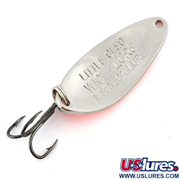 Vintage   Seneca Little Cleo UV, 1/4oz nickel/red/white UV fishing spoon #20131